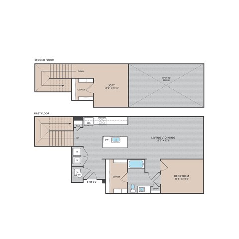 Floor plan for 1 bed, 1 bath, 1188 sqft